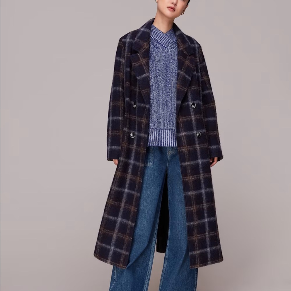 Brown Plaid Belted Coat